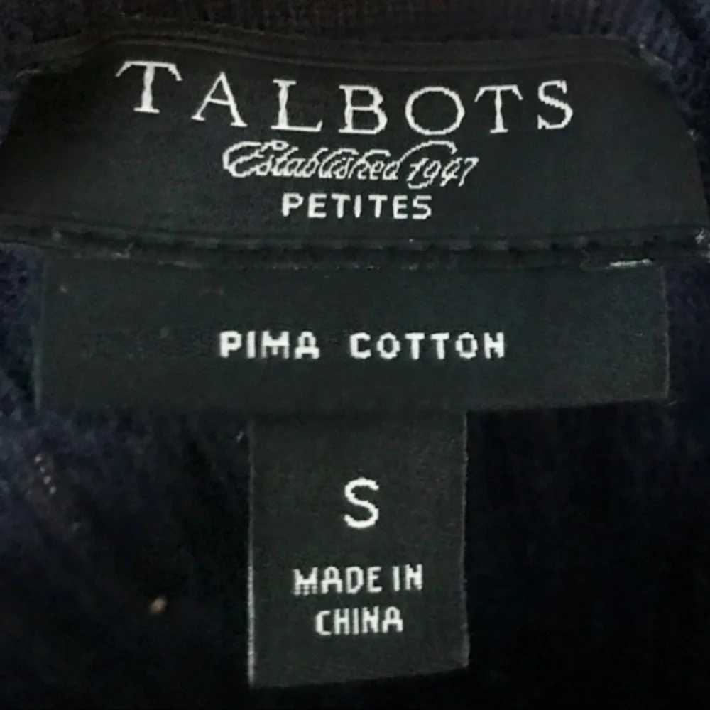Talbots Navy Blue V-Neck Pima Cotton Sweater